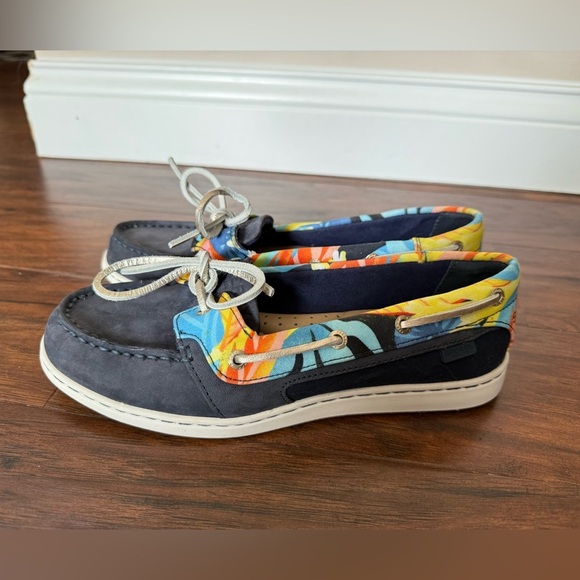 Sperry Women's Starfish Textile and Leather Navy and Coral Flats-Size 6.5 - Picture 9 of 11